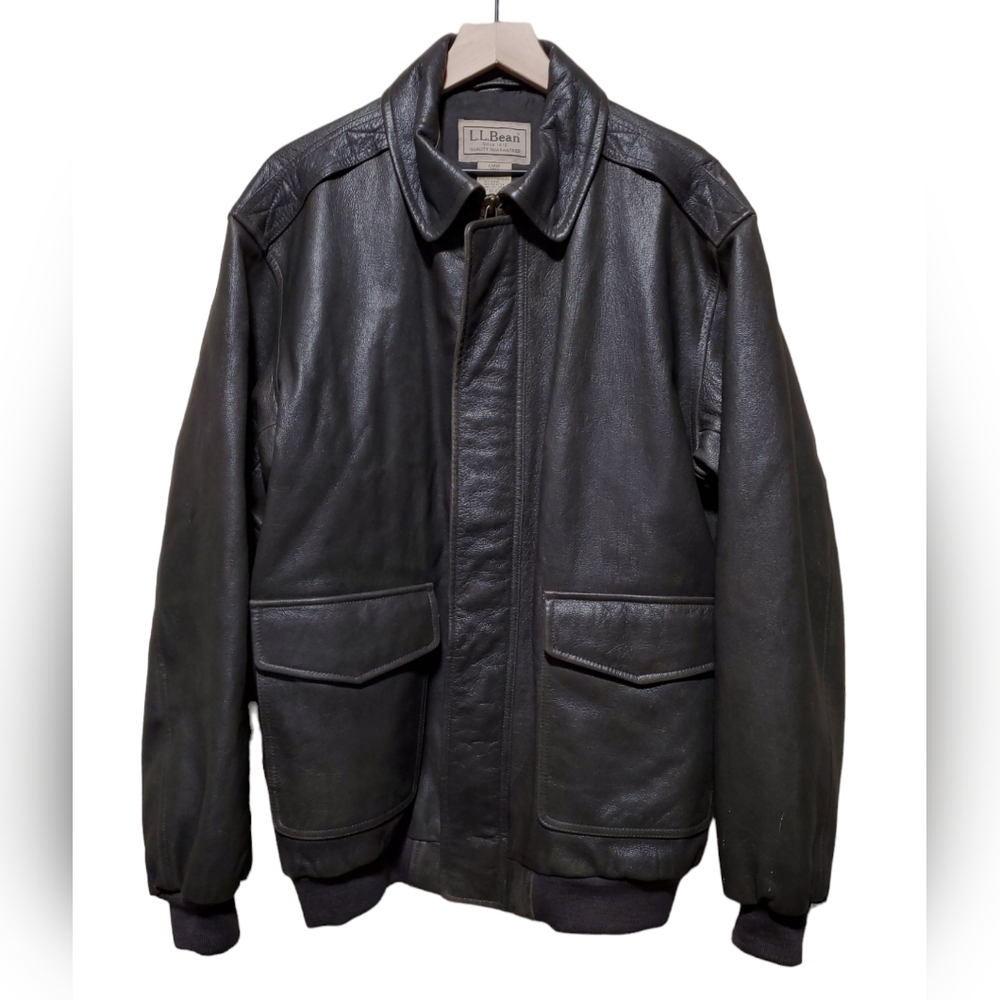 L.L. Bean Vintage Leather (1990s) Goatskin Bomber Flight Jacket Size Lar…